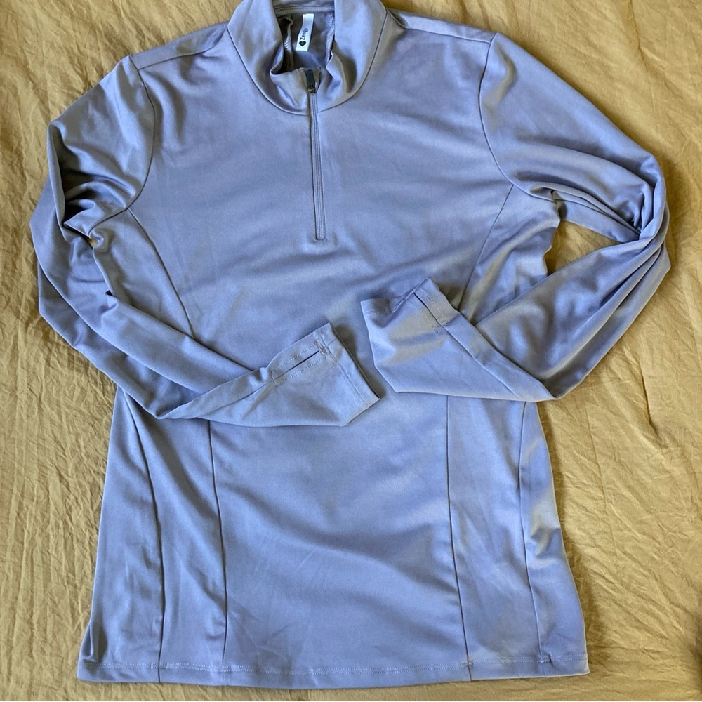 Zengjo Women’s 1/4 Zip Pullover Sz S Mauve - Gray Long Sleeve With Thumb Holes